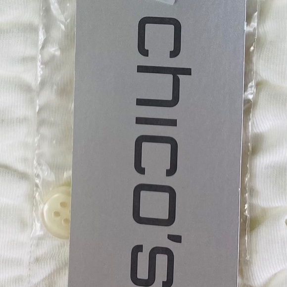 New Chicos Sz 3 (XL 1X 16 18) Tunic Long Shirt Top Cover Up White Ruffle - Picture 4 of 4